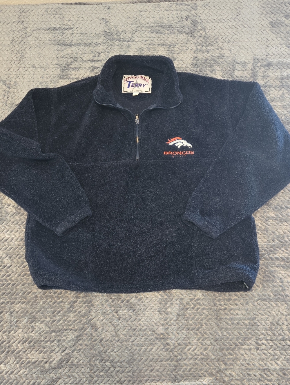 Denver Broncos Navy Terry Quarter-Zip Pullover